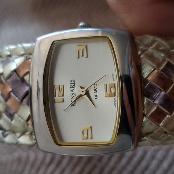 VINTAGE KESSARIS QUARTZ WATCH GOLD  BRAIDED FESTIVAL FLEXIBLE  BAND - Picture 10 of 10